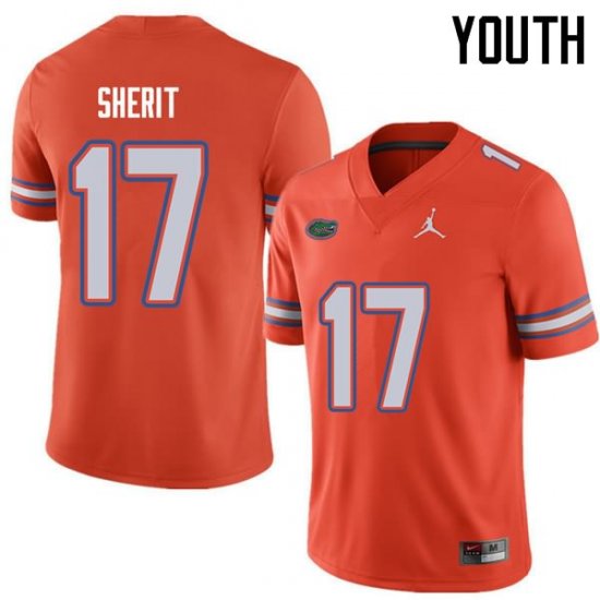 Youth Florida Gators #17 Jordan Sherit NCAA Jordan Brand Orange Authentic Stitched College Football Jersey GCS6062ZS